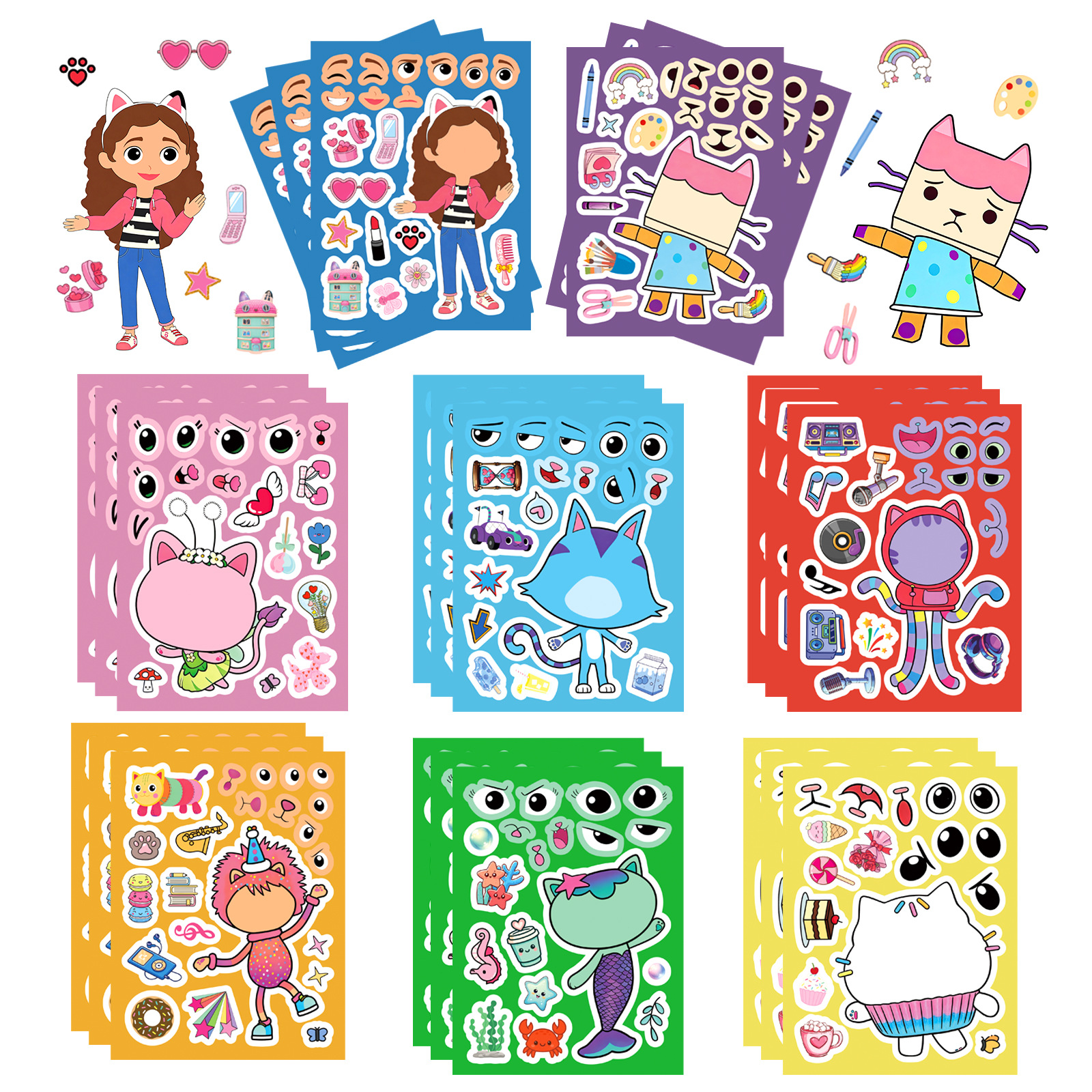 Educational Cartoon For Kids - 8/16Sheets Gabby's Dollhouse Make A Face