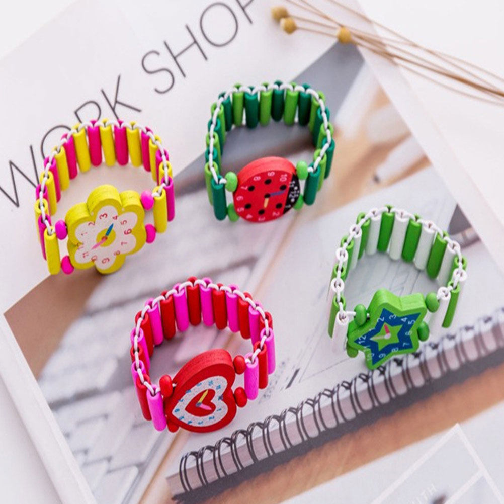 Educational Cartoon For Kids - 5Pcs Kids Wooden Cartoon Watch Creative