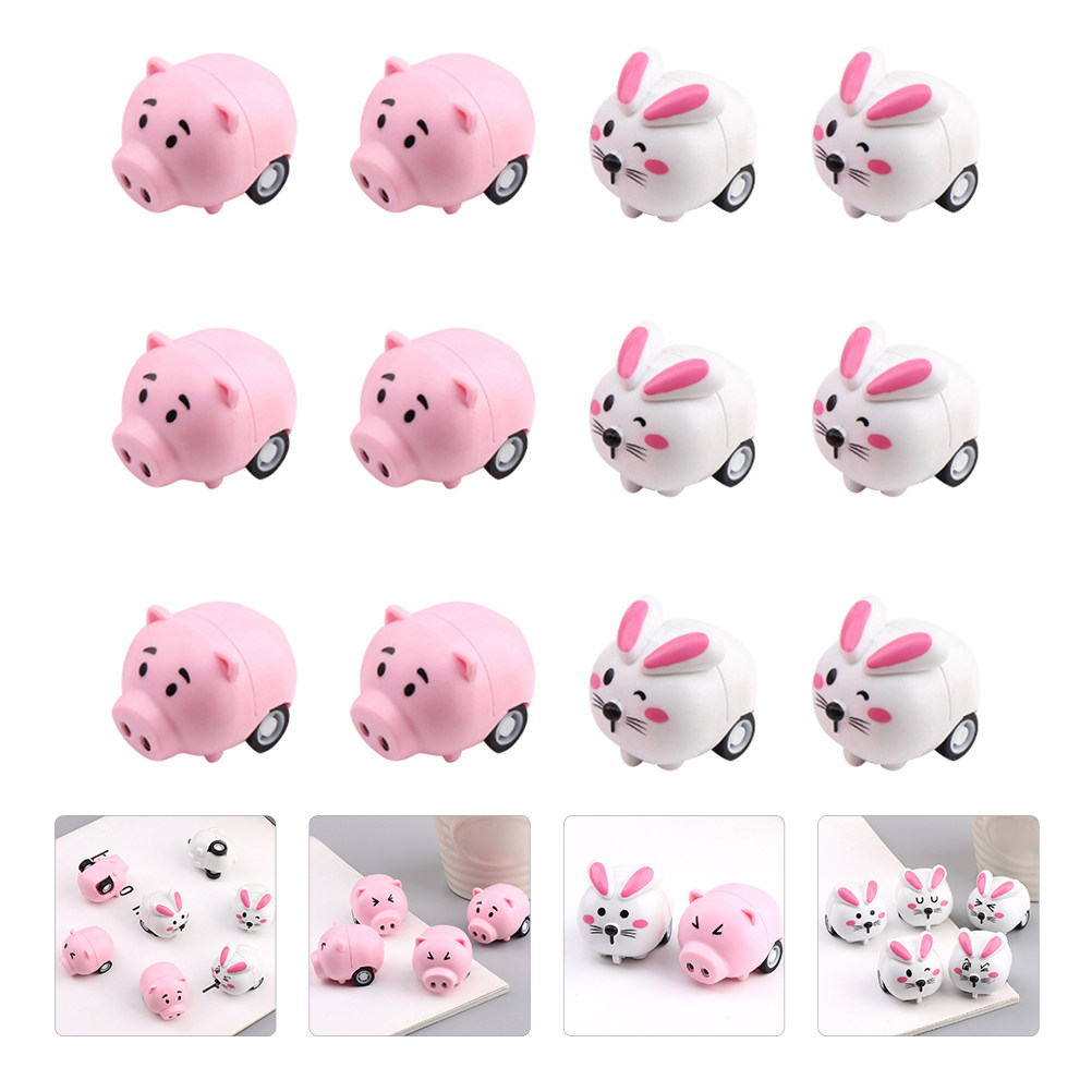 Educational Cartoon For Kids - 12Pcs Pullback Vehicles Cartoon Animal Shape