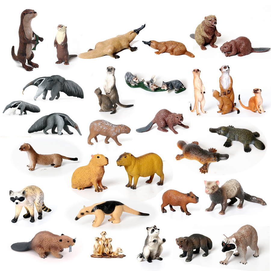 Kids Education Shows - Realistic Woodland Creatures Figurines Toys Raccoon,Beavers