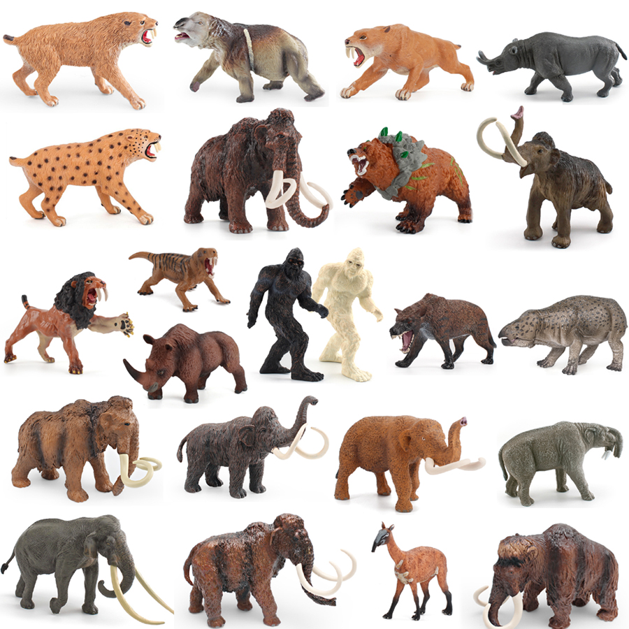 Kids Education Picture - Realistic Prehistoric Animal Smilodon Mammuthus Lisowicia