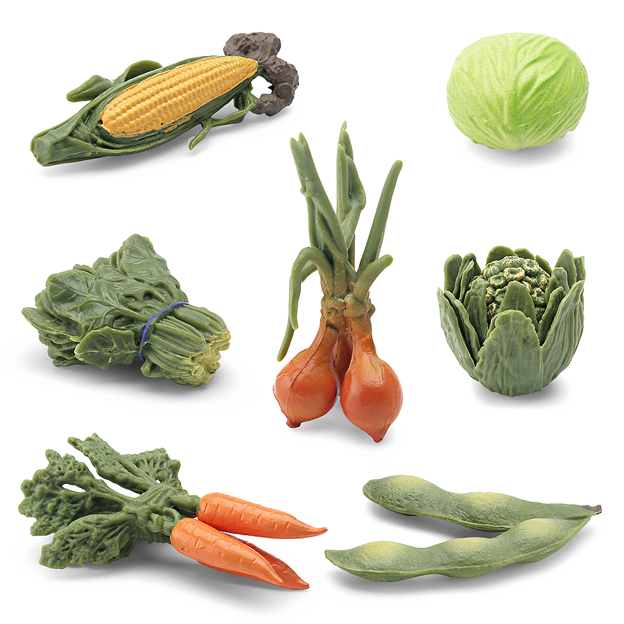 Kids Education Shows - Realistic Vegetables Model Figures Cabbage, Carrot,Onion,Spinach,Corn,Butterbur,Soybean
