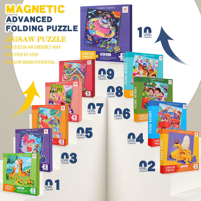 Kids Education Books - Kids Magnetic Wooden Puzzle Cartoon Pattern