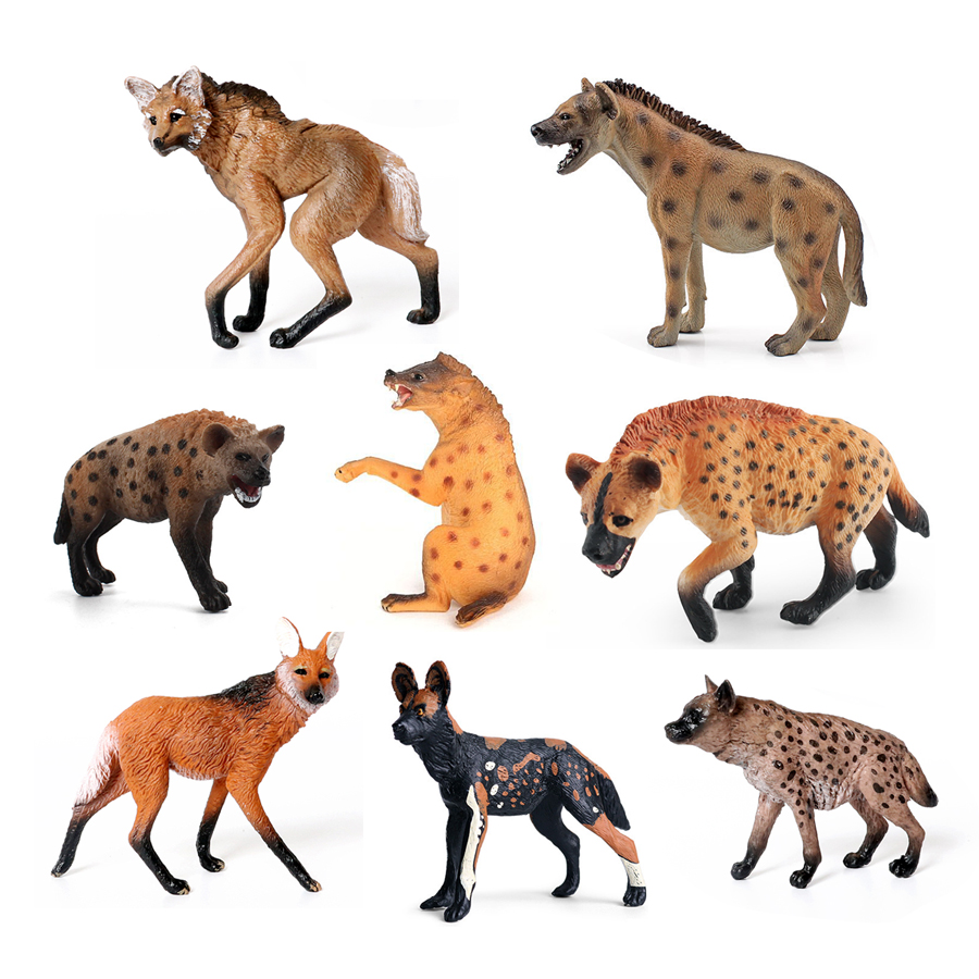 Kids Education Picture - Realistic Plastic Wildlife Hyena,Maned Wolf,African Wild